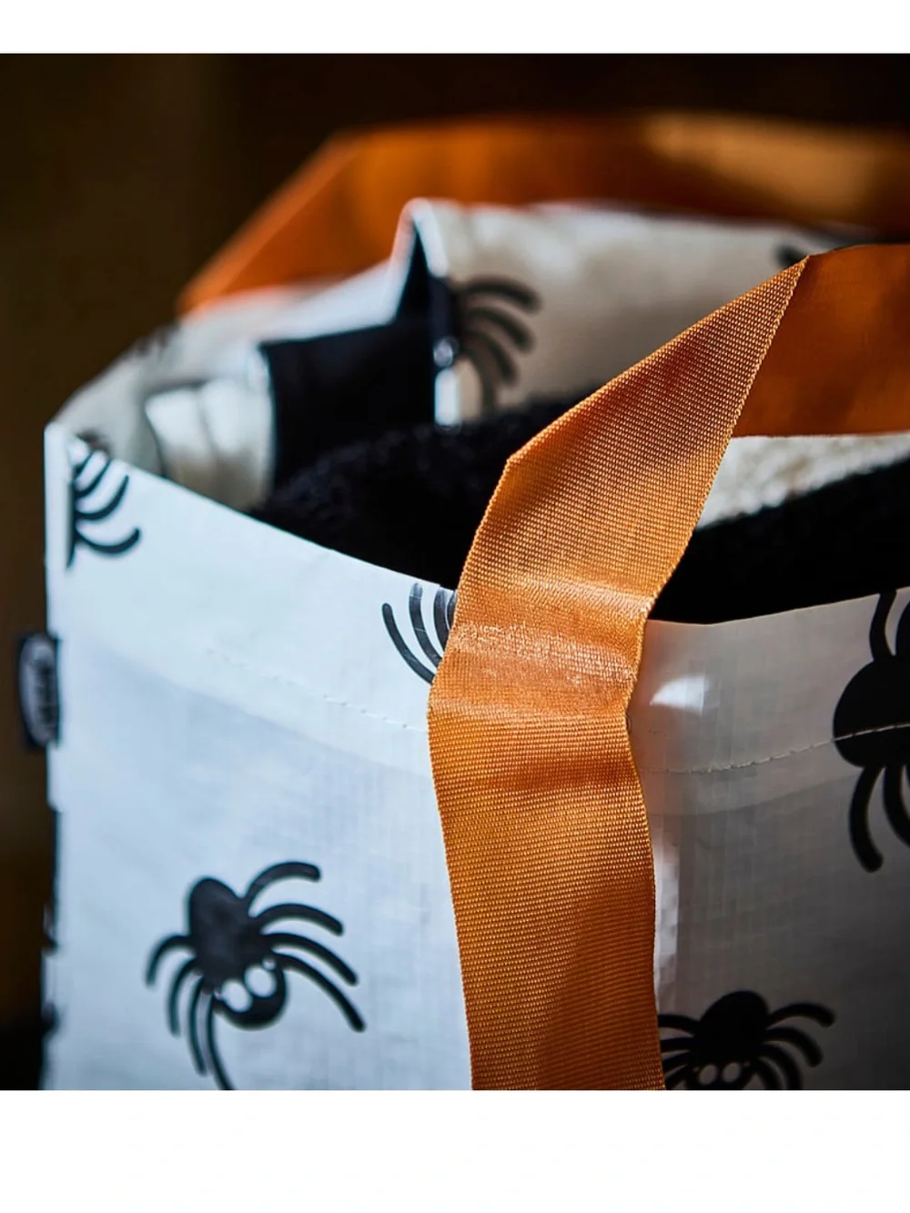 KUSTFYR Bag, spider pattern white/ black, 10 ¾x7x10 ¾